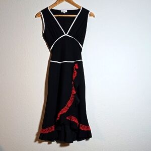 Charlotte Russe Vintage Y2K Black and Red Dress Lace Ruffle Grunge Whimsigoth